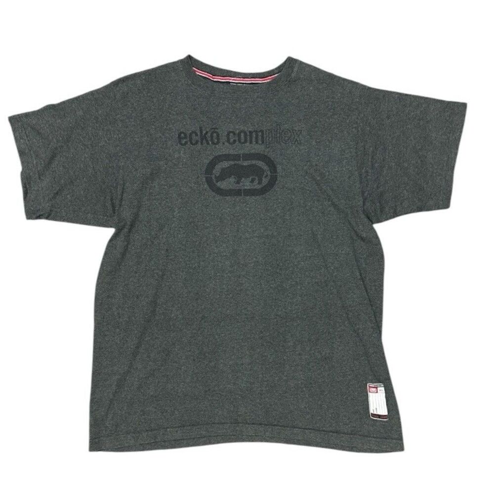 Vintage Y2K Ecko Unltd Logo T Shirt Gray Made in USA XL Streetwear Hip Hop 90s